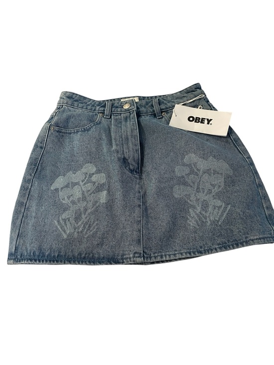 Obey Dresses & Skirts - Obey Blue Denim Mini Skirt with Faded Floral Print
